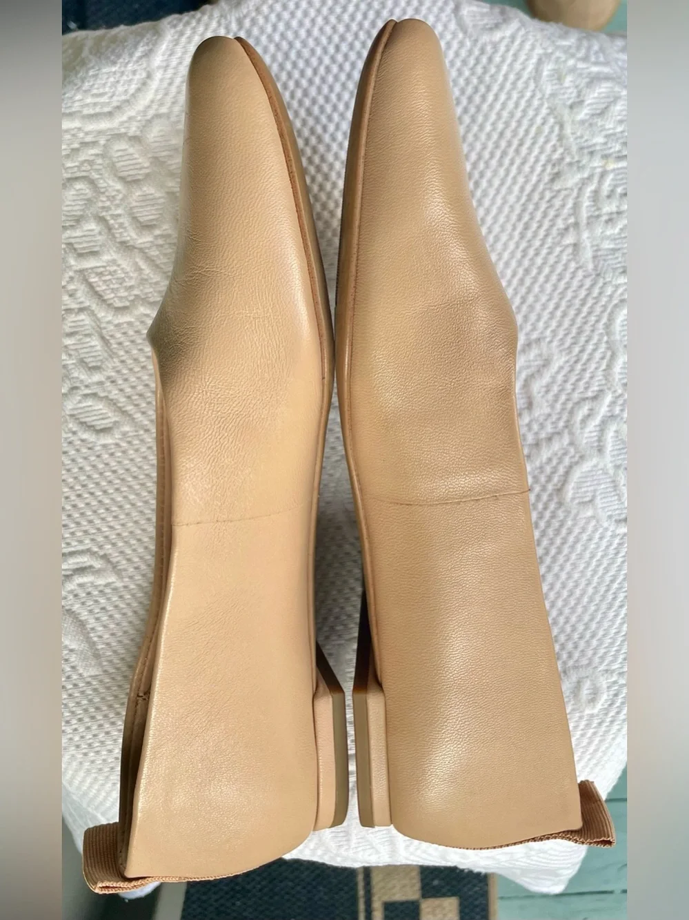 Franco Sarto Women’s Tan Leather Square-Toe Ballet Flats Size 6